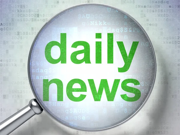 Nieuws begrip: Daily News met optisch glas — Stockfoto