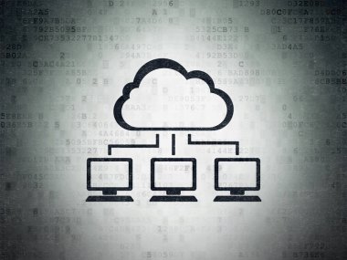 Bulut bilgi işlem kavramı: dijital veri kağıt arka plan bulut ağda