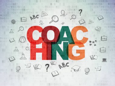 Eğitim kavramı: dijital veri kağıt arka plan üzerinde koçluk