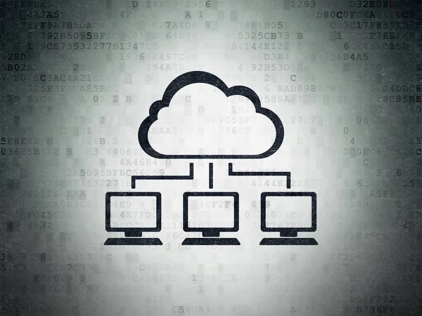 Concetto di cloud computing: rete cloud su sfondo Digital Data Paper — Foto Stock