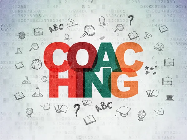 Eğitim kavramı: dijital veri kağıt arka plan üzerinde koçluk