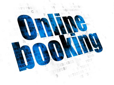 Tatil kavramı: Online rezervasyon dijital arka plan üzerinde