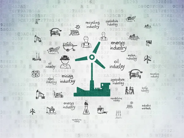 Manufacuring concept: Windmill on Digital Data Paper background — Stock Photo, Image