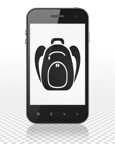 Concepto de turismo: Smartphone con Mochila en pantalla — Foto de Stock