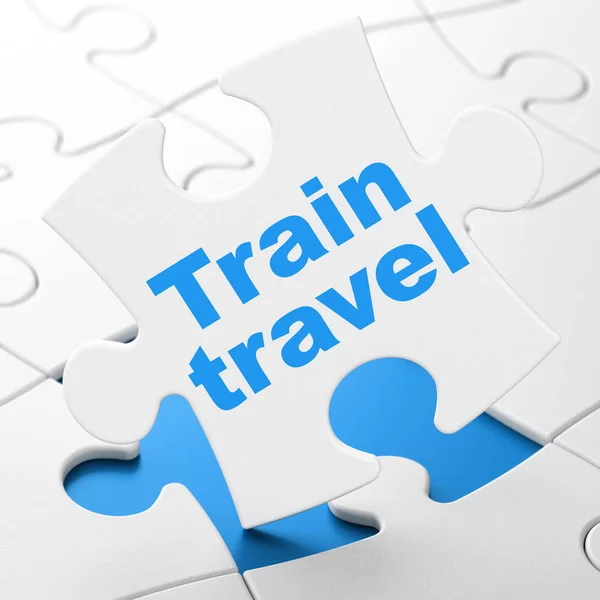 Conceito de férias: Train Travel on puzzle background — Fotografia de Stock
