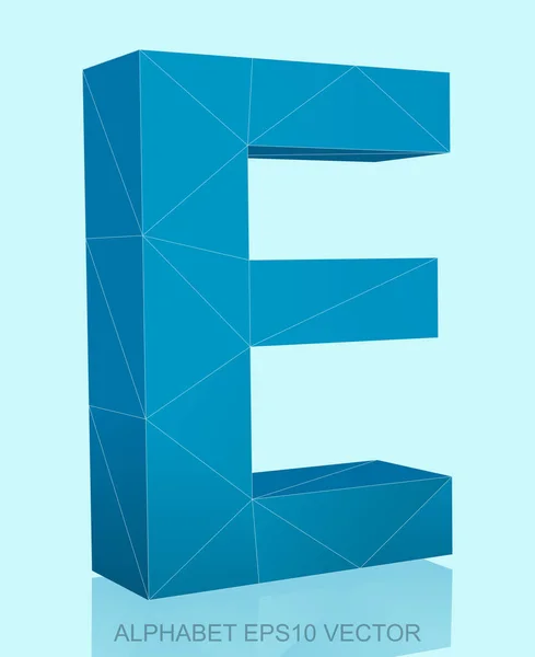 Abstract Blue 3D polygonal E with reflection. EPS 10 vector. — Stock Vector