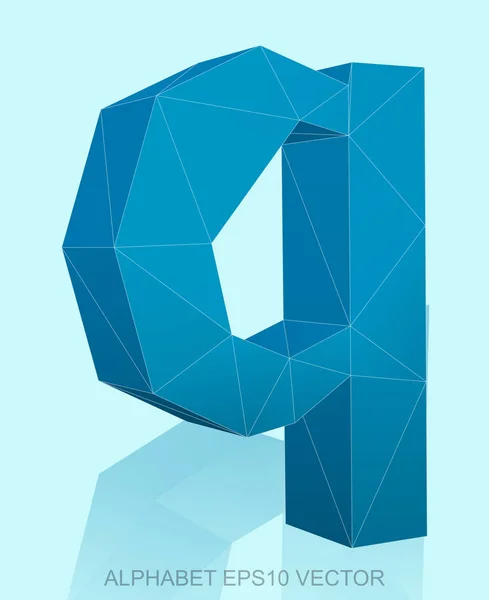 Abstract Blue 3d veelhoekige Q met reflectie. EPS-10 vector. — Stockvector
