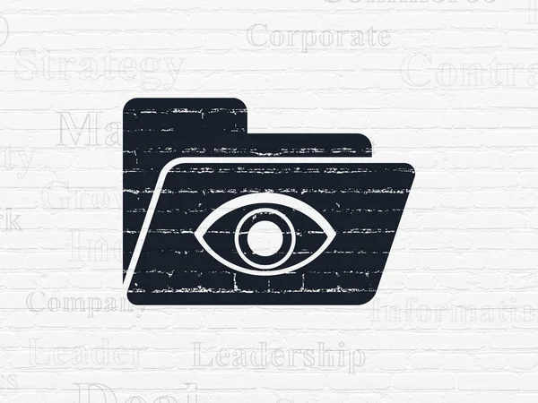 Concepto de negocio: Carpeta con ojo en el fondo de la pared —  Fotos de Stock