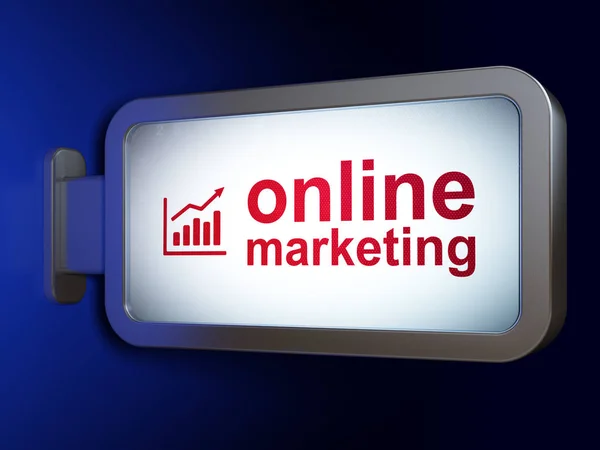 Concetto di marketing: grafico di crescita e marketing online su sfondo cartellone — Foto Stock