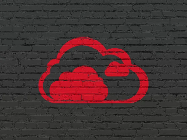 Concepto de red en la nube: Nube en fondo de pared — Foto de Stock