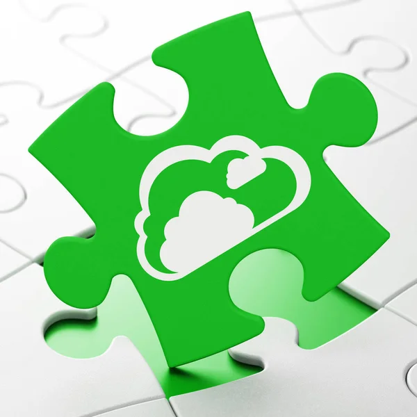 雲のネットワー キングの概念: パズルの背景の上の雲 — ストック写真