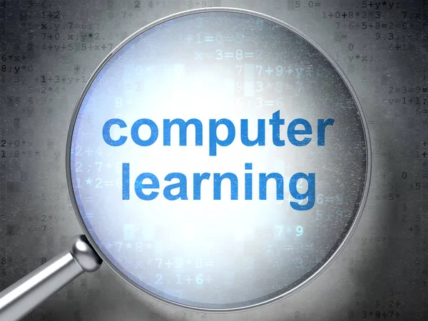 Tanulás fogalma: számítógépes tanulás optikai üveg — Stock Fotó