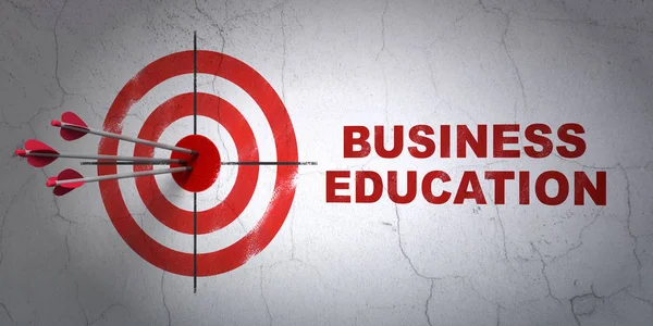Concept d'étude : cible et Business Education sur fond de mur — Photo