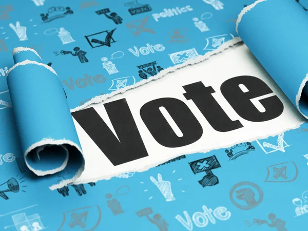 정치 개념: 블랙 텍스트 찢어진된 종이 조각 아래 투표 — 스톡 사진