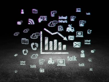 Haber kavramı: grunge karanlık odada düşüş grafik