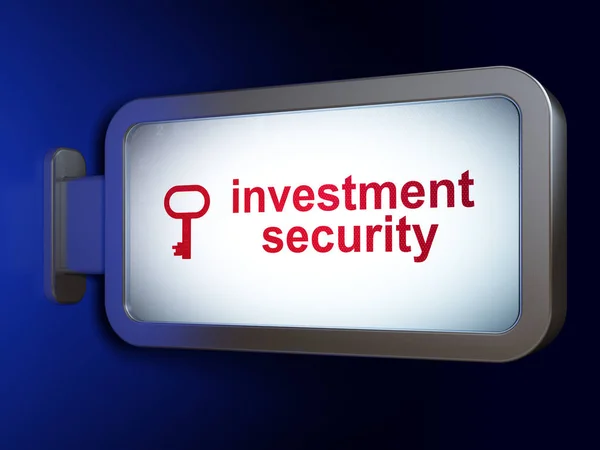 Sicherheitskonzept: Investitionssicherheit und Schlüssel auf Werbetafel Hintergrund — Stockfoto