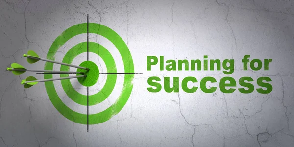 Conceito de negócio: alvo e planejamento para o sucesso no fundo da parede — Fotografia de Stock