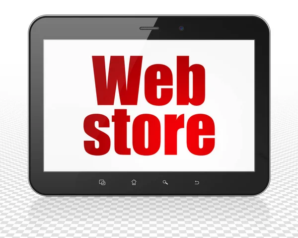 Concepto de diseño web: Tablet PC Computer con Web Store en pantalla —  Fotos de Stock