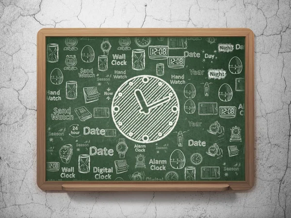 Concepto de tiempo: Reloj en el fondo de la junta escolar — Foto de Stock