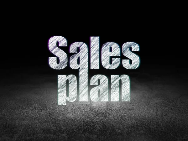 Advertising concept: Sales Plan in grunge dark room — Stock Photo, Image