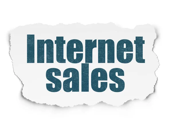 Concetto di pubblicità: vendite via Internet su sfondo carta strappata — Foto Stock