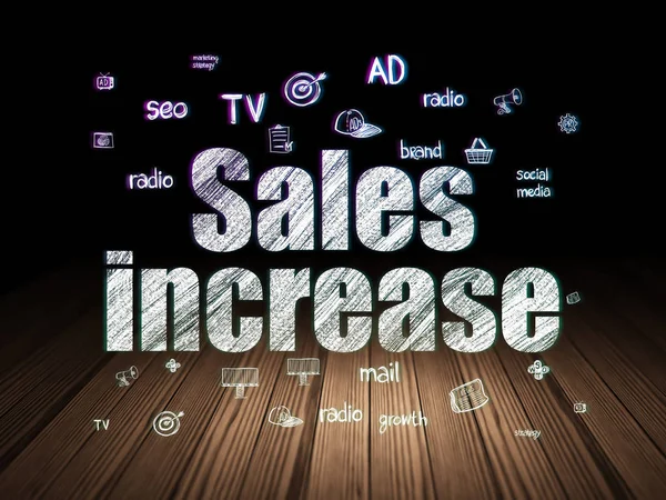Advertising concept: Sales Increase in grunge dark room — Stock Photo, Image