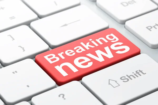 News concept: Breaking News on computer keyboard background — Stock Photo, Image