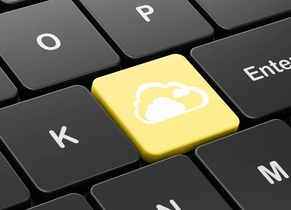 云技术的概念: 云计算机键盘背景 — 图库照片