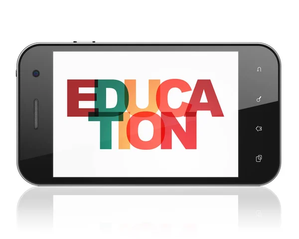 Eğitim kavramı: Smartphone ile eğitim ekranda — Stok fotoğraf