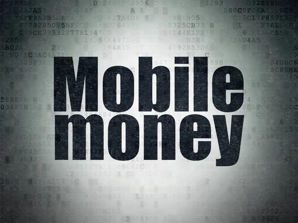 Valuta concept: mobiele geld op digitale Data-Paper achtergrond — Stockfoto