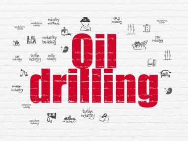 Manufacuring kavramı: Petrol Delme duvar arka plan üzerinde