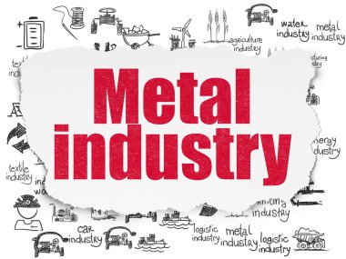 Endüstri kavramı: yırtık kağıt arka plan üzerinde Demir Çelik Metal Sanayi