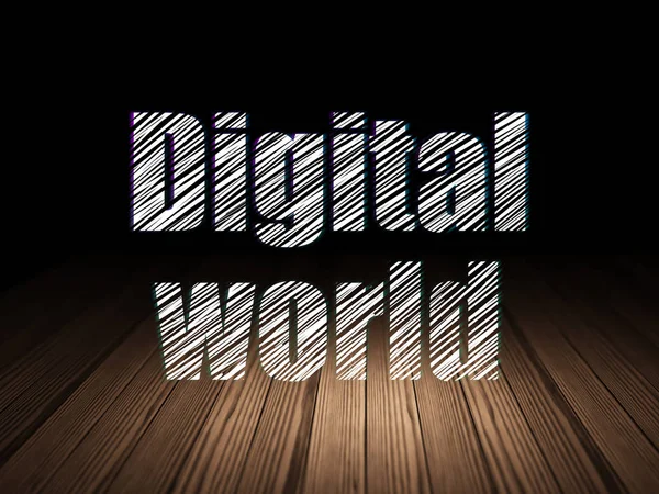 Concept de données : Digital World in grunge dark room — Photo