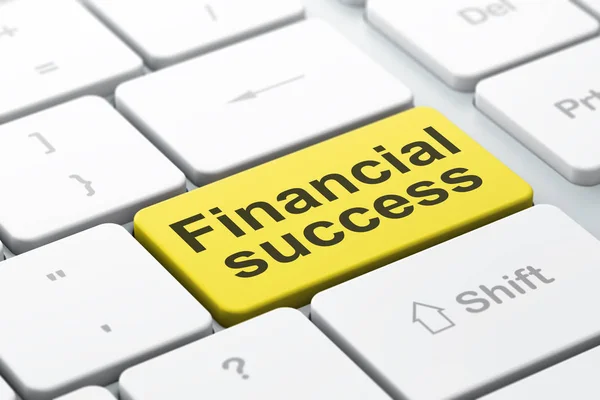 Bancaire concept: financieel succes op computer toetsenbord achtergrond — Stockfoto