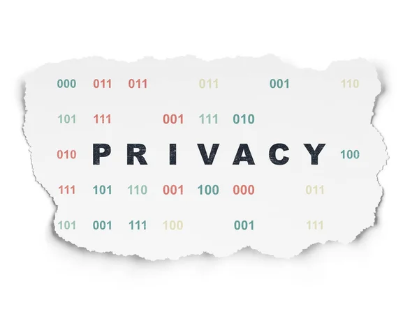 Concetto di privacy: privacy su sfondo carta strappata — Foto Stock