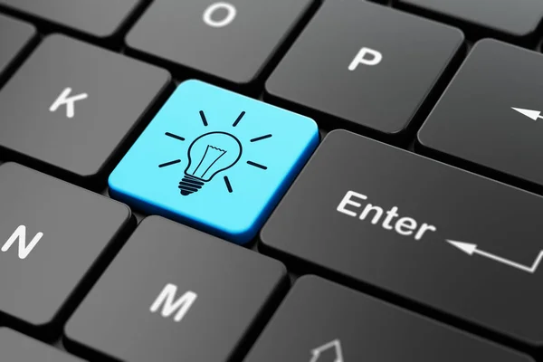 Business concept: Light Bulb on computer keyboard background — Stock Photo, Image