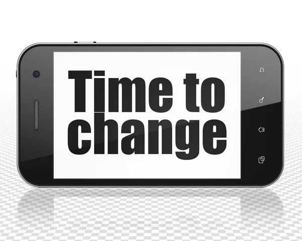 Concepto de línea de tiempo: Smartphone con tiempo para cambiar en pantalla —  Fotos de Stock