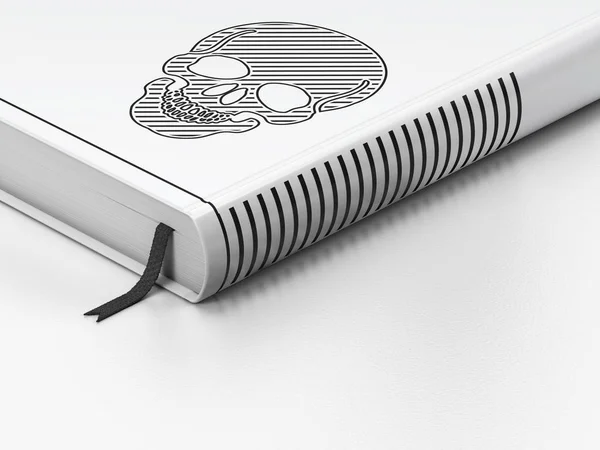 医療の概念: 閉じた本、白い背景の上のスカル — ストック写真