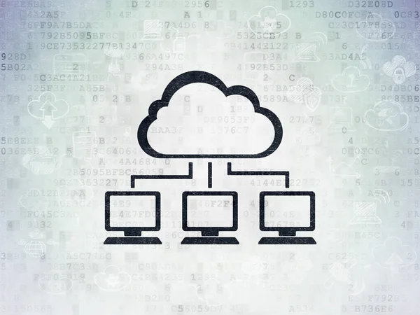 Cloudové síťové koncepce: cloudové sítě na digitální Data papírové pozadí — Stock fotografie