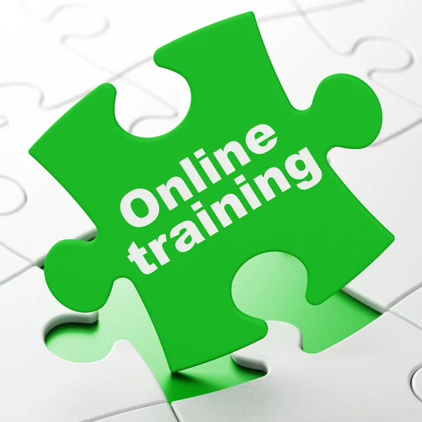 Onderwijs concept: online training op puzzel achtergrond — Stockfoto