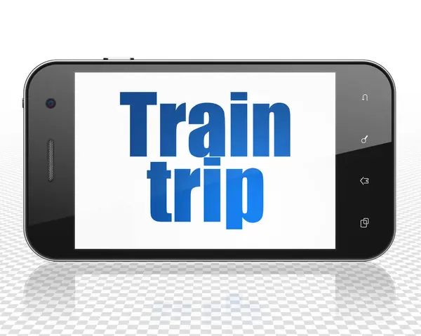 휴가 개념: 스마트폰 디스플레이에 기차 여행 — 스톡 사진