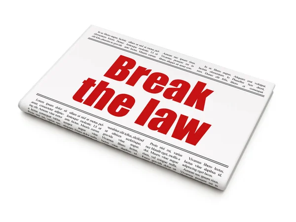 Gesetzeskonzept: Zeitungsschlagzeilen verstoßen gegen das Gesetz — Stockfoto