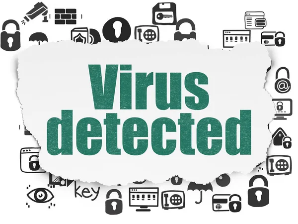 Concepto de seguridad: Virus detectado en un fondo de papel roto — Foto de Stock