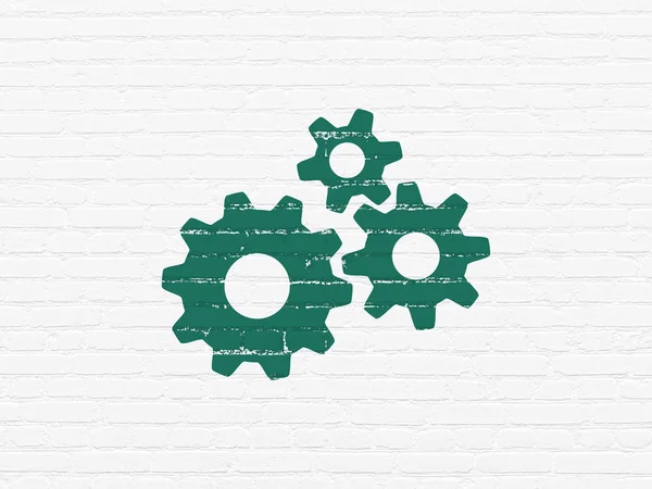 Business concept: Gears on wall background — Stock Photo, Image