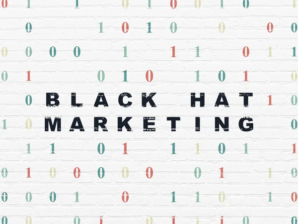 Financiën concept: black hat marketing op muur achtergrond — Stockfoto