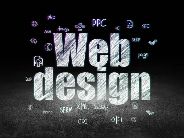 Concepto de diseño web: Diseño web en sala oscura grunge —  Fotos de Stock