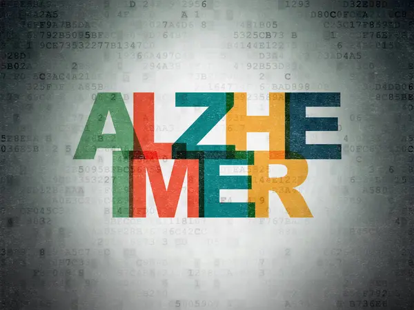 Concepto de salud: Alzheimer en el fondo del documento de datos digitales — Foto de Stock