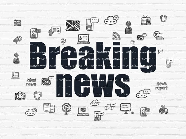 Nieuws concept: Breaking News op muurachtergrond — Stockfoto