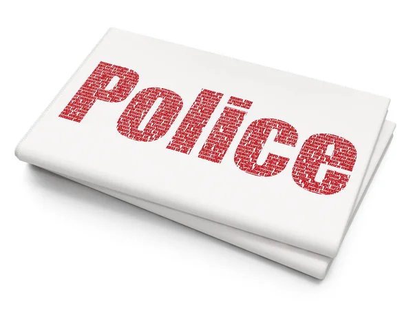 Понятие закона: Полиция на фоне чистых газет — стоковое фото