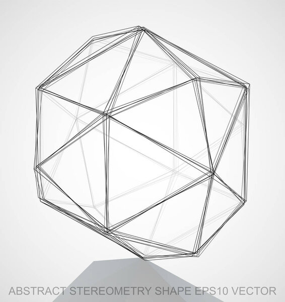 Abstract geometry shape: Ink sketched Octahedron. Hand drawn 3D polygonal Octahedron. EPS 10, vector.